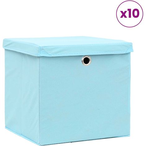 Maison Exclusive - Scatole con Coperc10pz Azzurre 32x32x32 cm Tessuto (1/5)