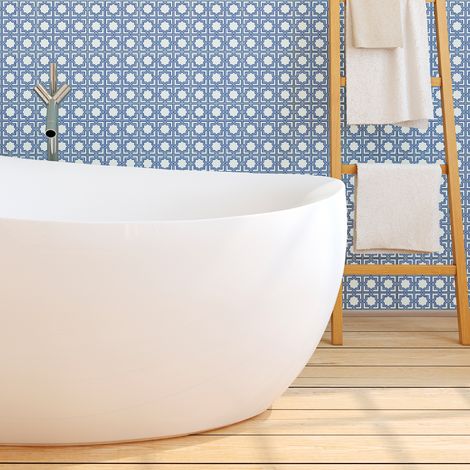 Sticker Mural Carrelage adhésif Cuisine Salle de Bain - 60 STICKERS CARREAUX DE CIMENT ORIENTAL NADOR - 60stickers10x10cm (1/5)