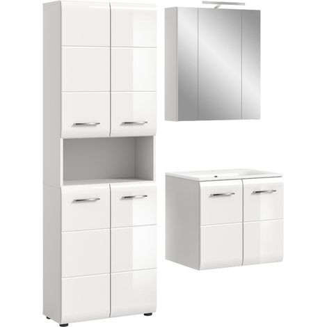 Ice ensemble de meubles de salle de bains I77 avec éclairage blanc brillant, blanc. (1/5)