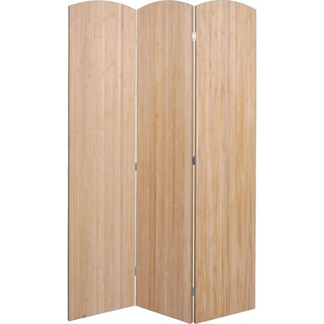 Biombo de bambú HHG-138, separador de ambientes, pantalla divisoria, plegable, 3 paneles, 170 x 120 cm