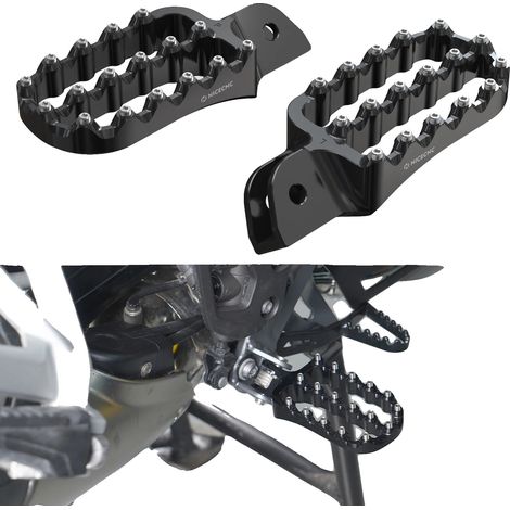 Reposapiés, diseño grande de aluminio, agarre mejorado, negro. (1/2)