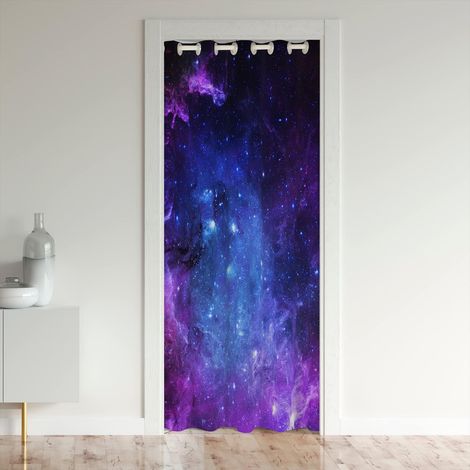 Rideau de Porte Violet Galactique,Rideau D'Occultation de Ciel Étoilé pour Enfants Filles Adolescentes Garçons,Space Universe Stars Design Dark Rideaux de Porte Closet Door Cloison Curtain,132x203 - 1 (1/5)