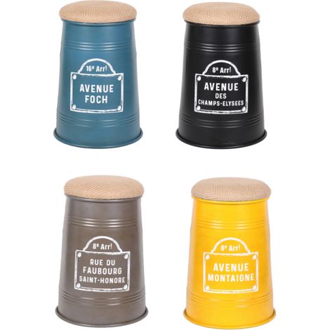 M&S – Pouf conique en jute D34xH48cm – Coloris aléatoire jaune, bleu ou marron – À monter soi-même – Pour espaces modernes