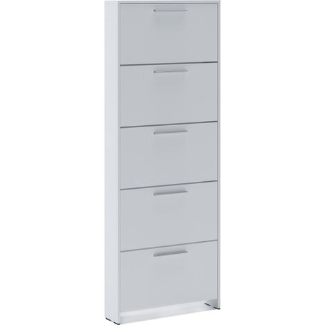 Dmora - Schuhschrank Caspio, Schuhregal, Mehrzweck-Eingangsgarderobe, Möbel für Schuhe, 69x17h187 cm, Weiß