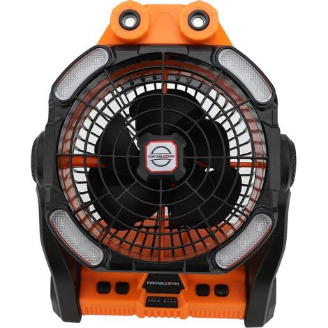 Wiederaufladbarer Campingventilator mit 10400 mAh, Timer, 7 Beleuchtungsmodi, Doppelpropeller, Doppelmotor, 270°-Schwenkbereich und tragbarer Sprühventilator für den Außenbereich (1/5)