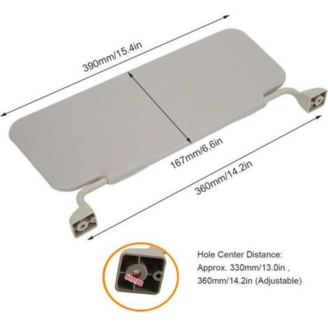 Visor Gris Universel de Soleil, Visière de Soleil Intérieur Gris ABS Visor Sun pour Camion Construction ou Autres Véhicules Modifiés (1/4)