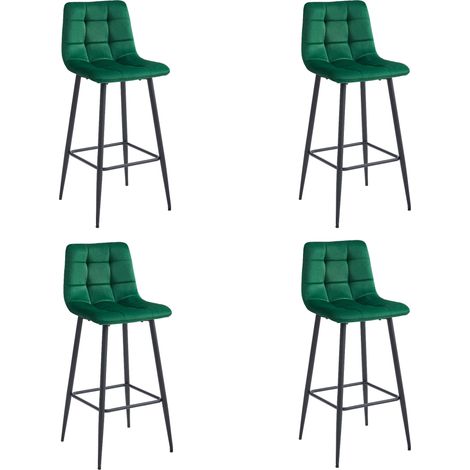 ARCETO Hocker – dunkelgrüner Samt / schwarze Beine x 4 (1/5)