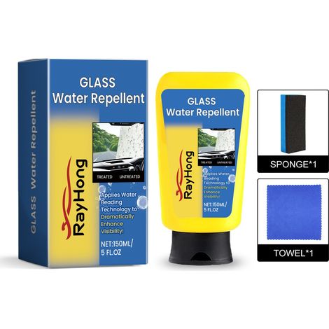 Autoglasreiniger – 150 ml + Schwamm + Handtuch – Regenfest und beschlagfrei – Reinigt Autoscheiben und Windschutzscheiben -- BIEMMEDUE (1/5)