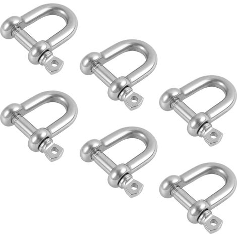 6PCS M8 Manille D Acier Inoxydable 304, Manilles de Levage avec Fermoir à Goupille ou Filetage, Résistantes à la Corrosion, Utilisées pour Boxe, Chaînes d’Ancre, Transport, Voile et Extérieur (1/5)