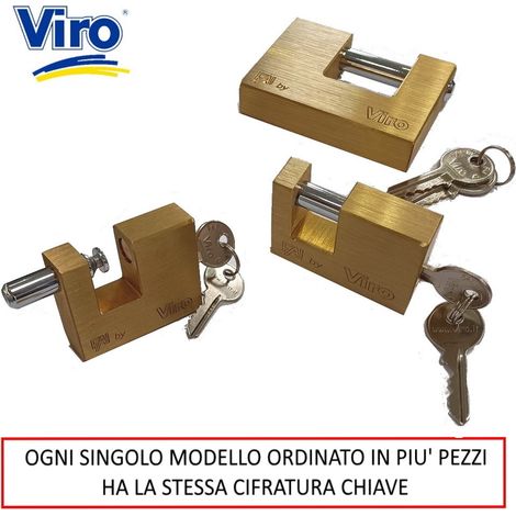 LUCCHETTO FAI BY VIRO X SERRANDA CON STESSA CIFRATURA CHIAVE  MISURE CORPO 60 MM X 45 MM X 17 MM  -  ALLOGGIAMENTO OCCHIOLO 18 MM X 12 MM