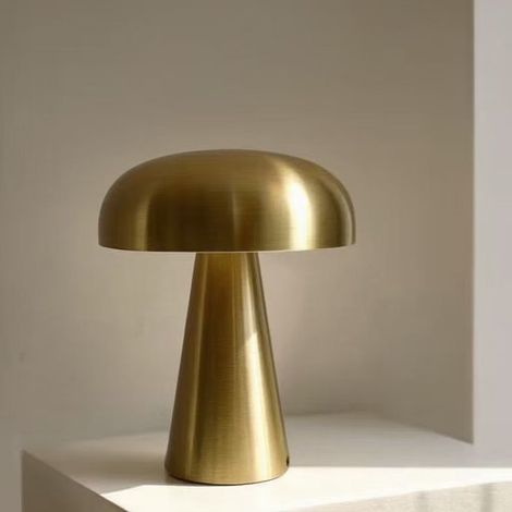 Lampe de table en forme de champignon - Petite lampe de table - Lampe de table à intensité variable - Lampe de chevet - Lampe de table rechargeable - Lampe de table dorée - Or - Fer - 15,5 × 20,5 cm O (1/5)