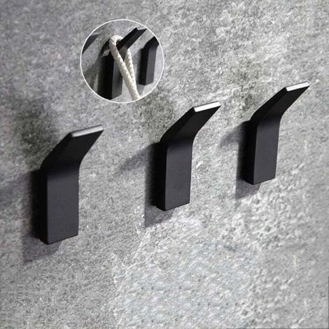 Set di 3 ganci adesivi, gancio da bagno a parete, porta asciugamani antiruggine e impermeabile con adesivo per accappatoio, cappotto, asciugamano, chiavi, borse, casa - Crezuo (1/4)
