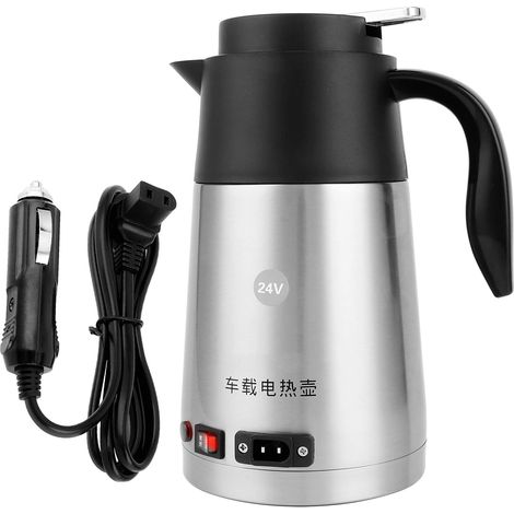 Bouilloire de Voiture, 1200ML 200W 24V Bouilloires électrique, Bouilloire en acier inoxydable, Isolation Pot Chauffage Tasse Camion Voiture Allume-cigare, pour Bureau À Domicile Voyage Thé Café (1/5)