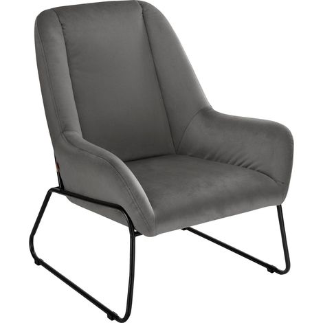 Casero-Fauteuil en velours noir gris (1/5)