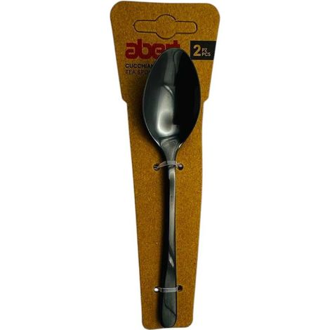 Abert set 2 pz cucchiaino caffè Bean black acciaio inox 18/c PVD nero lucido