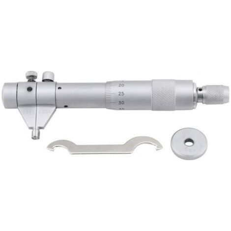 Inside Micrometer, Inside Diameter Gauge, Hole Bore 5-30mm, Accuracy Range 0.01mm, Wrench + Calibration Ring + Wooden Box, Silver, One Piece, (1/4)