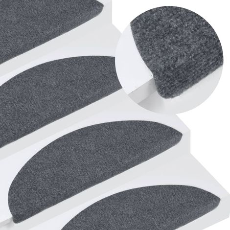 10 pcs Tapis d'escalier auto-adhésif, Tapis de marches, Marchettes D'escalier gris 56x17x3 cm MKS14349 (1/5)