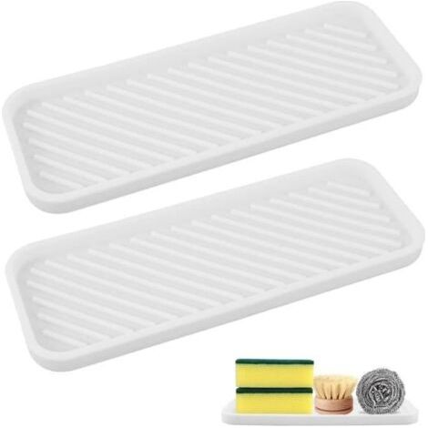 Deux porte-éponges en silicone, égouttoir pour évier, porte-éponge en silicone, égouttoir pour évier de cuisine, plateau à éponges, sac de rangement pour éponges (1/4)