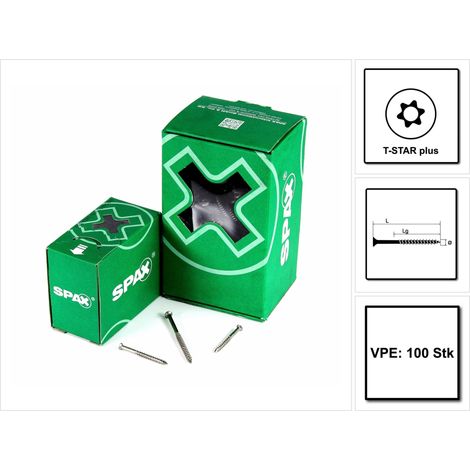 SPAX Fassadenschraube, 4 x 60 mm, 100 Stück, Teilgewinde, Linsensenkkopf extra klein, T-STAR plus T15 - 0467000400603