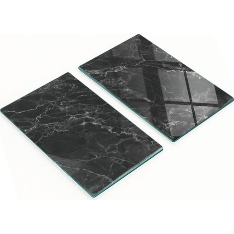 Tablas decorativas de cristal para servir aperitivos, m谩rmol negro, 2x30x52 cm