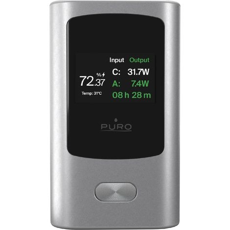 Powerbank da 10000 mAh con display, USB-A, USB-C, 45 W - grigio (1/2)