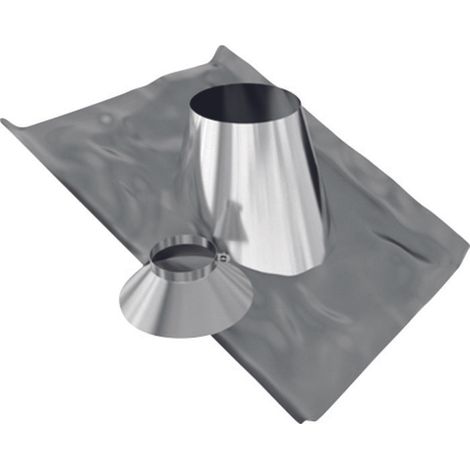 TEN – Solin de toit inox pour conduit 150/200 mm – Angle d'ouverture 5° à 30° – Bavette plomb 800x800 mm – Résistance à la corrosion V2