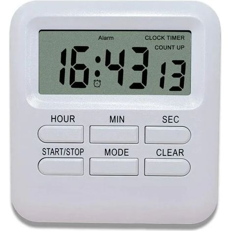 Minuterie Digitale avec Fonction d'Horloge/Réveil 3 en 1, Minuterie de Cuisine Aimanté, Timer Chronomètre Compte à Rebours, Gestio (1/4)