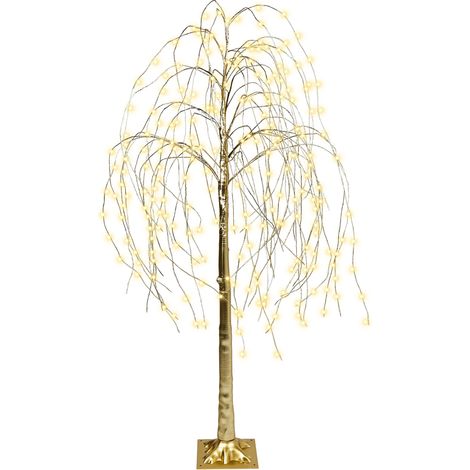 Albero di Natale artificiale da esterno e interno con luci LED preilluminato in PVC stile scandinavo 180 cm Oro Balioni (1/5)
