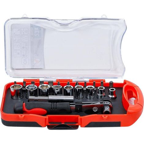 Jeu d Embouts et Douilles 23 pcs - Avec Cliquet - Polyvalent et Pratique pour Bricolage, Acier - D-Work