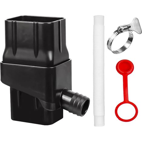 Regenwassernutzungssystem mit Schlauch, kompatibel mit Standard-Dachrinnenrohren 5,1 x 7,6 cm, Umrüstsatz für Regentonnen, Wasserumleitungsanschluss (schwarz) (1/5)