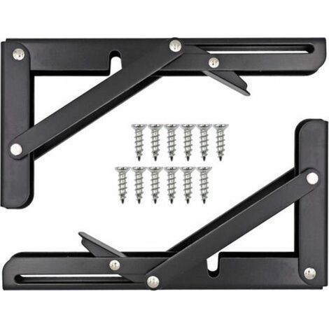 Équerre de fixation pliable en acier inoxydable – Charge lourde – Dimensions 20,5 x 10,8 cm – Pour étagères et établis (1/5)