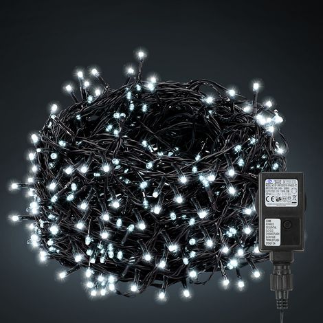 Randaco 20M 200 LED Lichterkette für Weihnachtsbaum, Kaltweiße dunkelgrün Kupferdraht mit 8 Programmen LEDs für innen und außen IP44