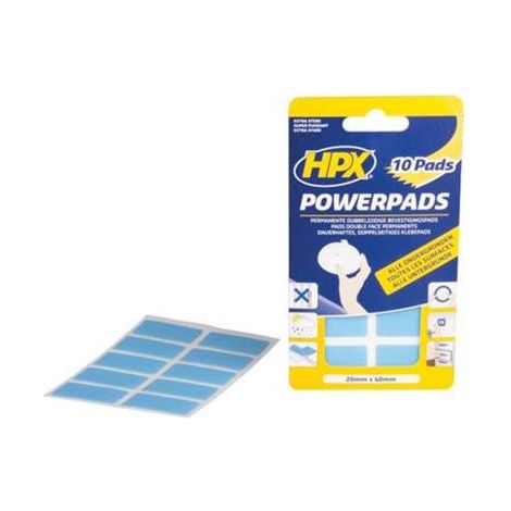 Tampons adhésifs double face HPX, paquet de 10, 20x40 mm.