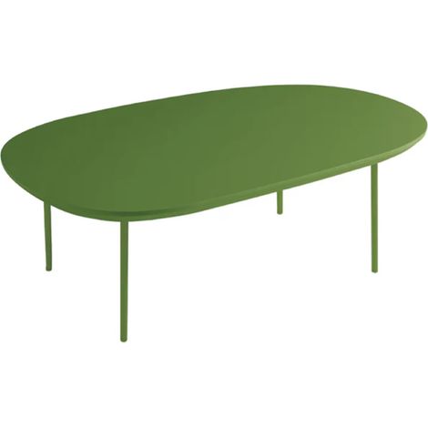 Tavolino con piano sagomato in legno Verde e base in metallo - FLUX Large (1/3)