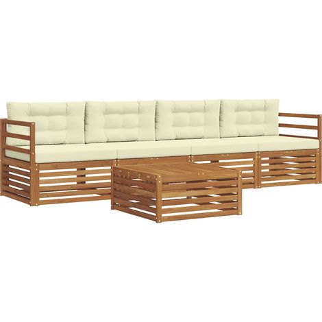 Outdoor Sofa Set with Cushion 5 pcs Natural and Cream vidaXL (1/5)