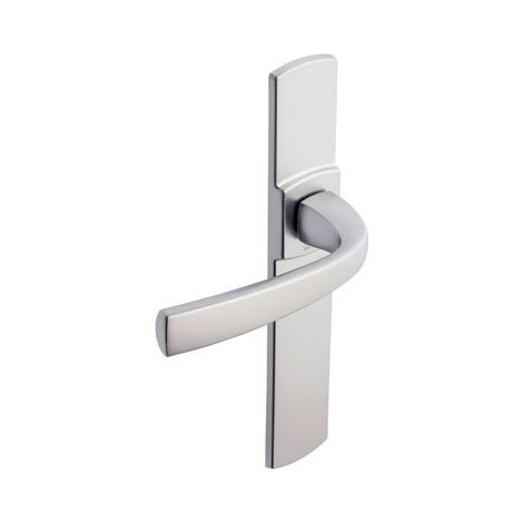 Set de Poignée de Porte sur Plaque MUZE - Version Clé I pour Porte Palière, Entraxe 195 mm - Pose Facile - en Zamak - Vis Extérieures Invisibles - Chrome Velours