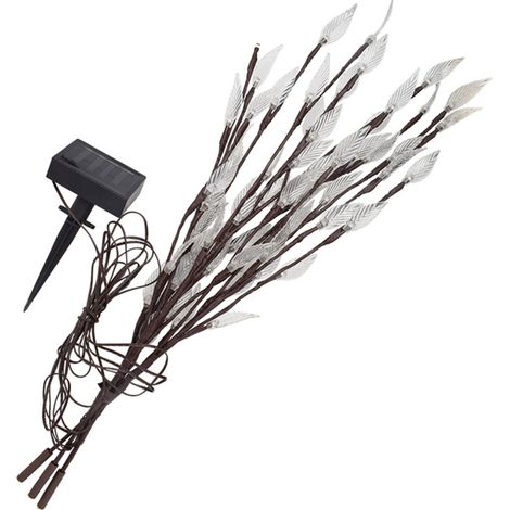 Guirlande lumineuse solaire à feuilles (1 paquet de 3 branches) avec dégradé de couleurs, étanche, pour jardin ou cour. (1/5)