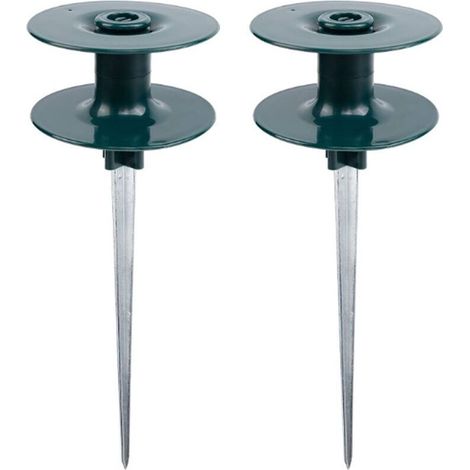 Lot de 2 guides de tuyau d'arrosage, en zinc antirouille robuste avec piquet en métal vert foncé pour arrosage, guides de tuyaux d'eau, guide sur piquet en zinc