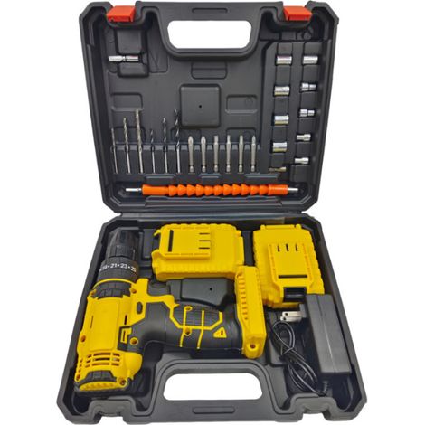 Perceuse Visseuse Sans Fil 21V, Perceuse à Percussion 3 Fonctions avec 2 Batteries Lithium et Chargeur, Tournevis Électrique Multifonction pour Bricolage