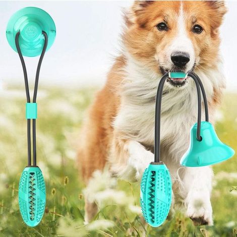 Jouet de dentition pour chien, jouet en corde interactif multifonctionnel avec ventouse, balle en caoutchouc autonettoyante, outil de nettoyage et d'alimentation des dents pour chien. (1/3)