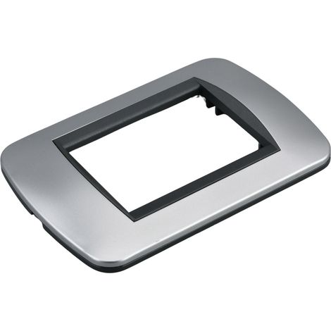Placca Plastica Ovale MBL 3 Moduli/Posti Compatibile Bticino Living 17 Colori Disponibili (Grigio/Silver)