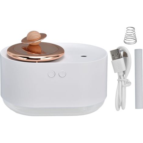 2-in-1 Kabelloser Luftbefeuchter mit rotierender Planetenform, USB-aufladbar, 1200 mAh, leise, Weiß für Zuhause (1/5)