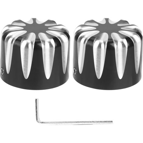 Paire de bouchons d'écrou d'essieu en aluminium CNC pour moto, type goutte d'eau, compatibles Electra/Road Glides, noir (1/5)