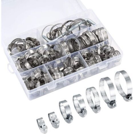 Colliers de serrage réglables, colliers de serrage, colliers de serrage en acier inoxydable, tubes de voiture, colliers de serrage pour piscine, 60pcs/8-38mm