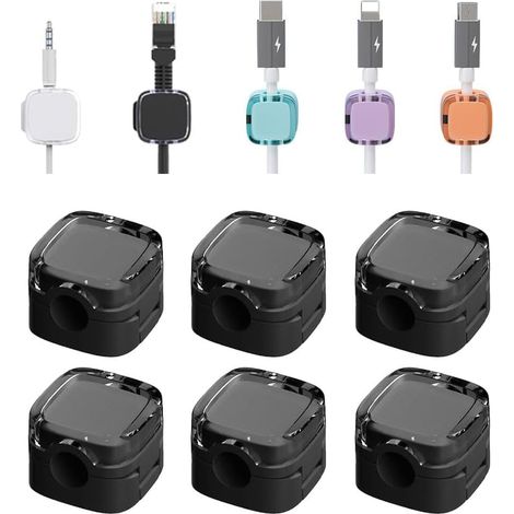 Support Magnetique Pour Cables - Fixation Adhesive Forte - Rotation 90 Degres - Compatible Cables Jusqu A 7 Mm - Lot De 6 (1/5)