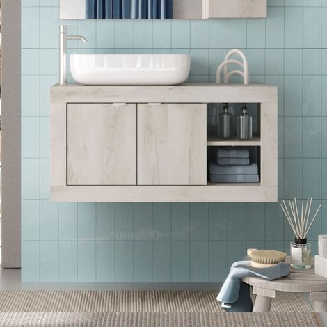 Mobile bagno sospeso colore pino bianco Basic92 92x47x47H (1/4)