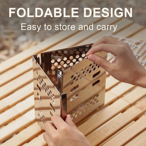 Camping poêle à bois Portable pliant en acier inoxydable sac à dos barbecue Grill pour pique-nique en plein air randonnée voyage (1/5)