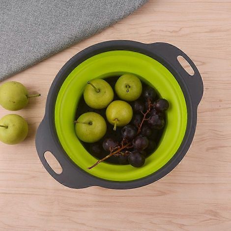 Passoire pliable verte en silicone, panier à fruits pliable pour la cuisine, ensemble de passoires pliables pour la maison (1/5)