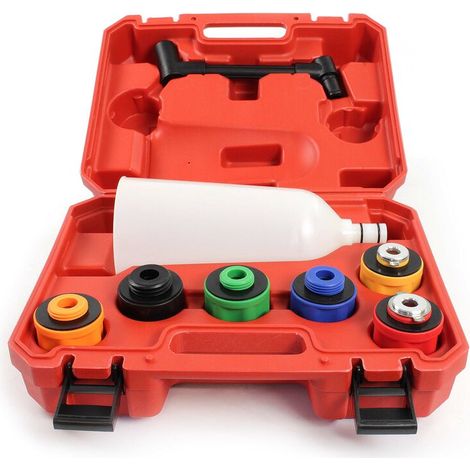 Kit di riempimento olio da 8 pezzi - con imbuto, braccio di prolunga e 6 adattatori (M32, M35, M37, M42, 2 con raccordi a baionetta) - Riempimento motore automobilistico