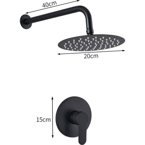 Single-function shower trim kit 8" (approx. 20.3 cm) wall-mounted shower faucet set Shower head and handle set System set (1/3)